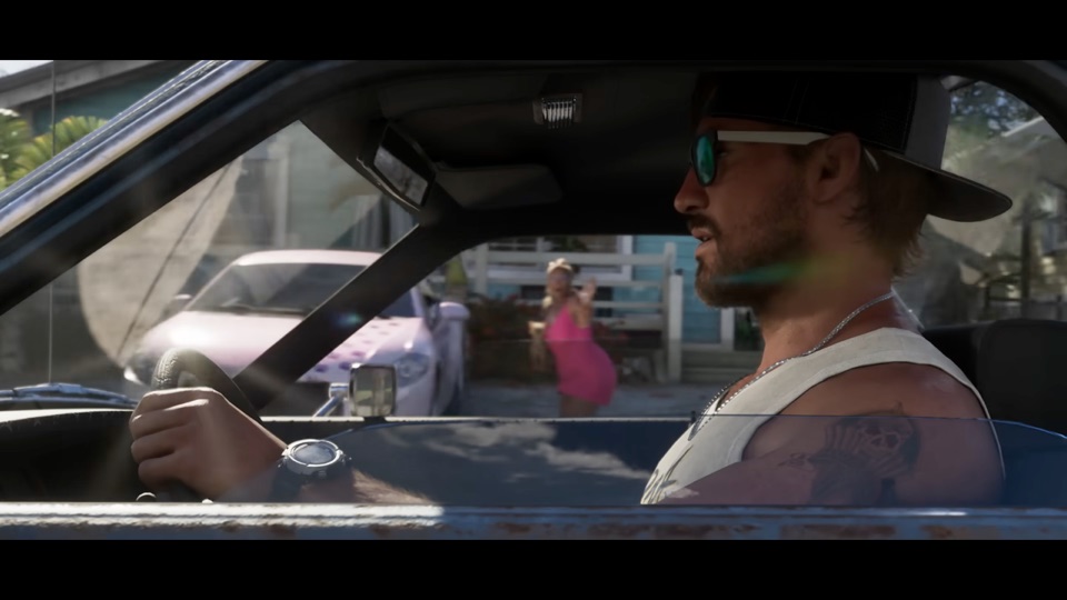 Jason driving his weathered blue Vapid Ganado pickup through Key Lento
